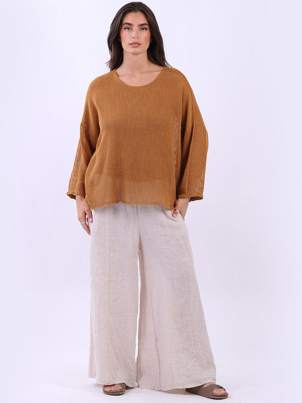 Italian Double Layered Mesh Net Baggy Crop Top