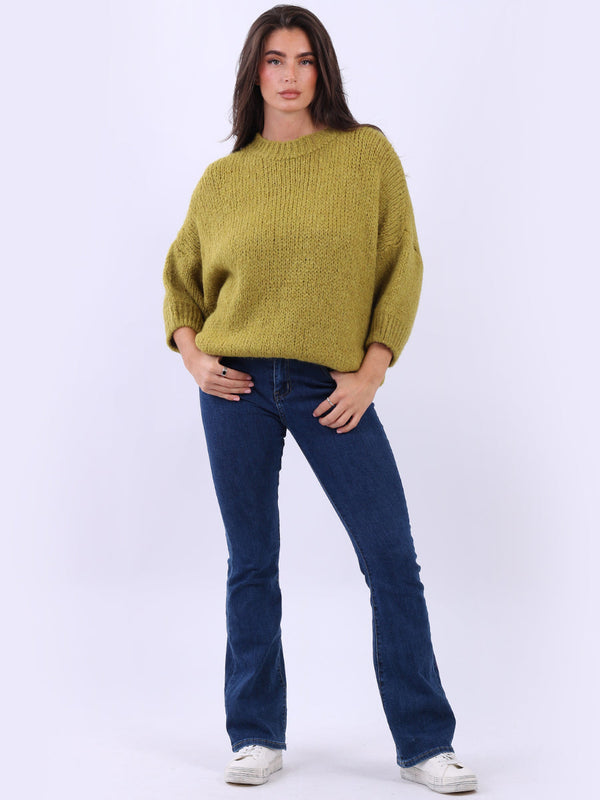 Women Solid Wool Knit Lagenlook Jumper