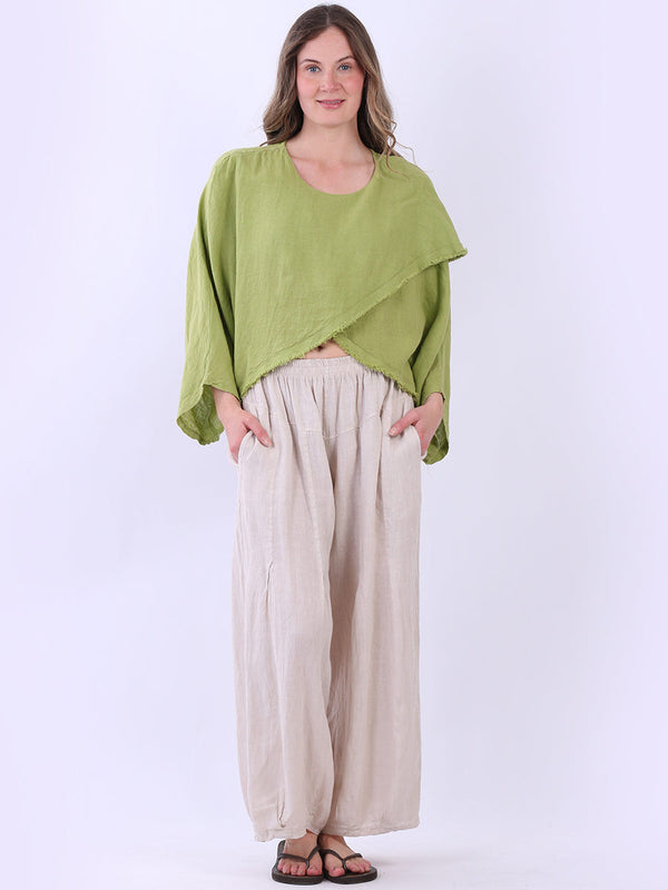 Cross Over Linen Top Olive