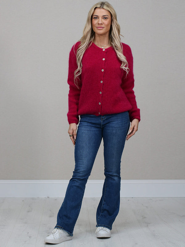 Crop Knitted Cardigan Magenta