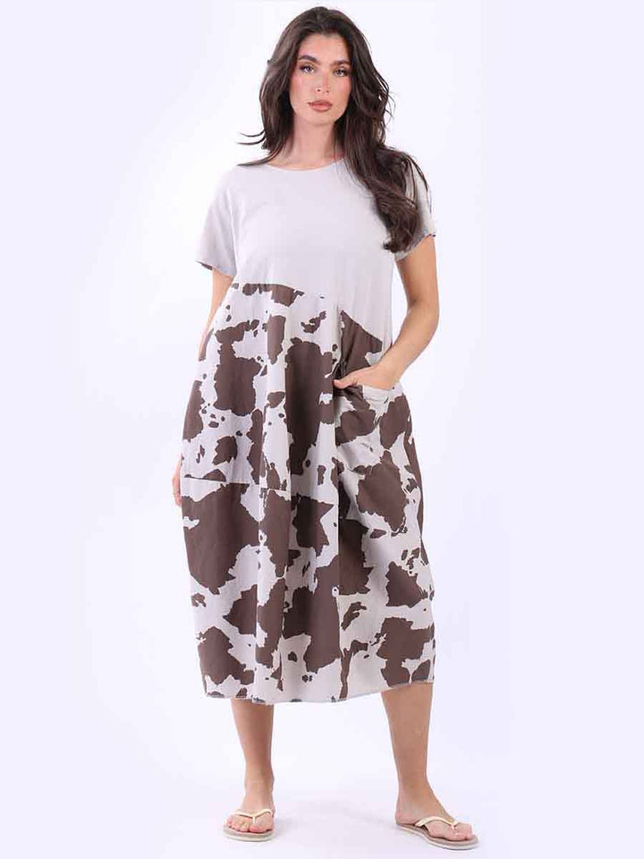 Plus Size Cotton Dress Beige