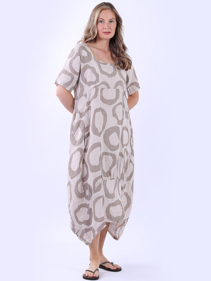 Slouchy Linen Dress Beige
