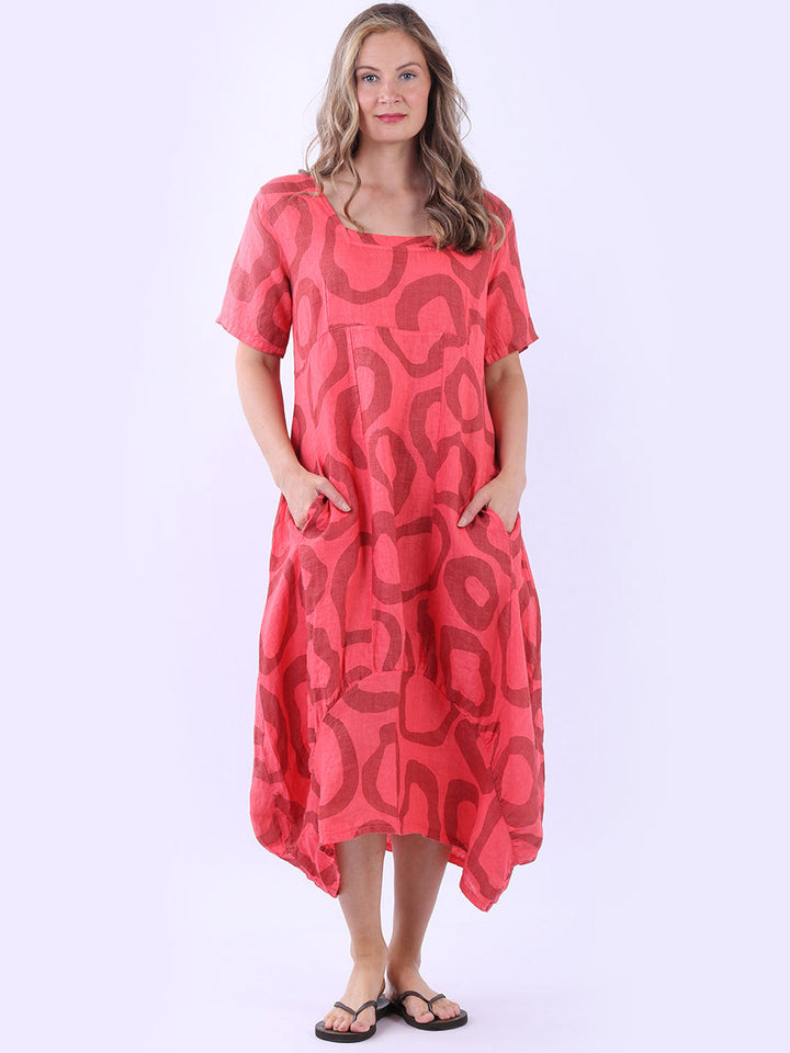 Slouchy Linen Dress Coral