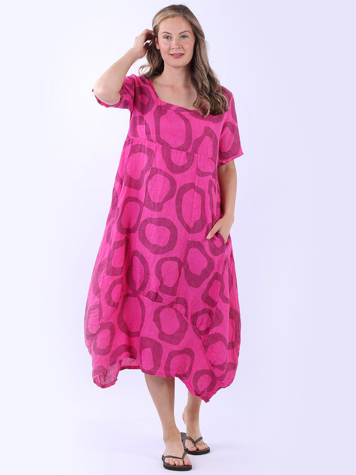 Slouchy Linen Dress Fuchsia