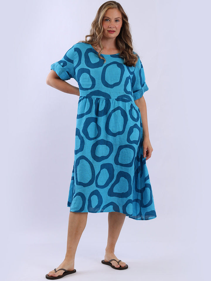 Plus Size Linen Dress Turquoise