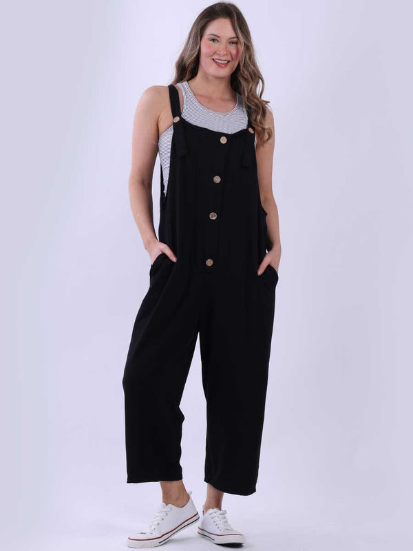 Italian Plain Front Buttoned Strappy Dungaree