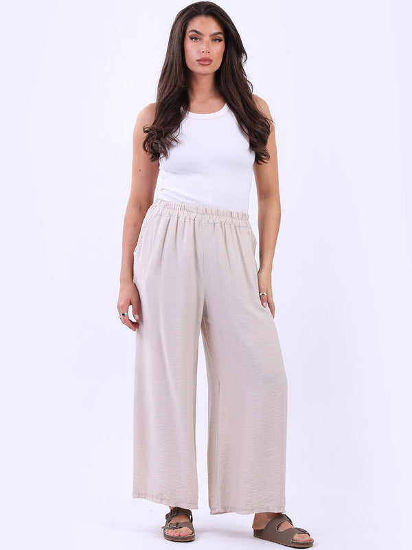 Women Relaxed Fit Wide Leg Plain Palazzo