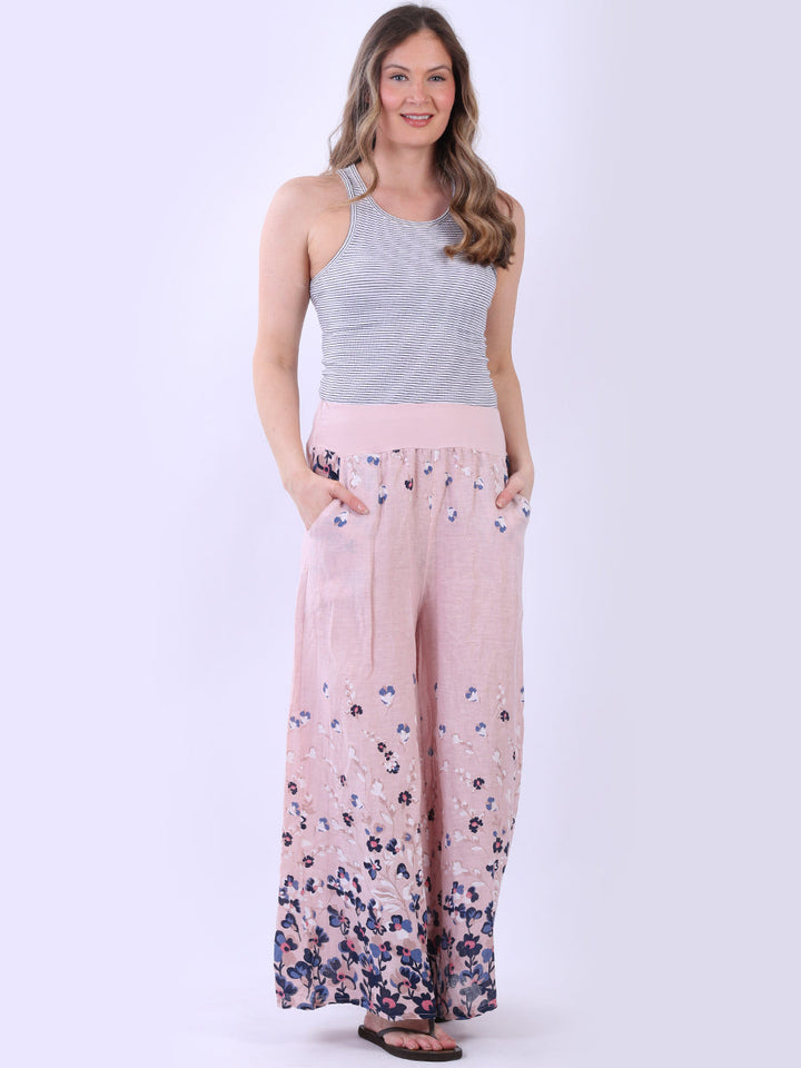 Floral Linen Palazzo Pink