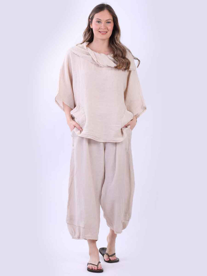 Linen Baggy Top Beige