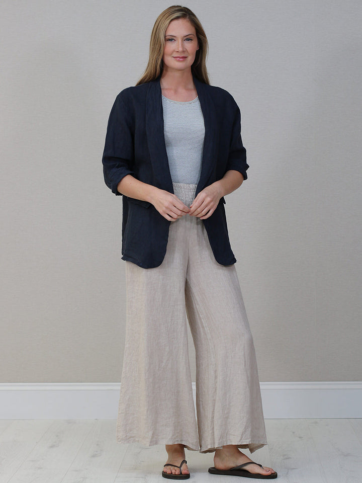 Plain Linen Jacket Navy