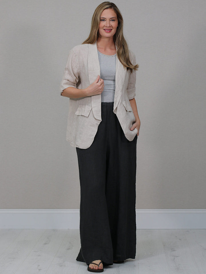 Plain Linen Jacket Beige