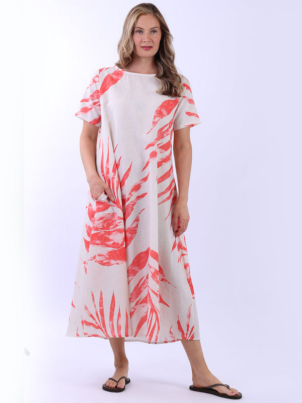Summer Linen Dress Coral