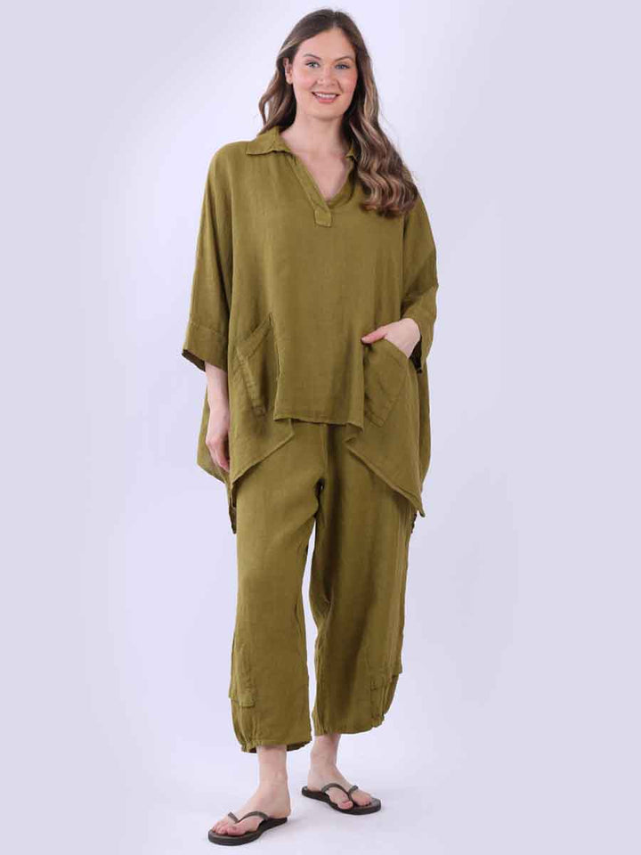 Linen Batwing Top Olive