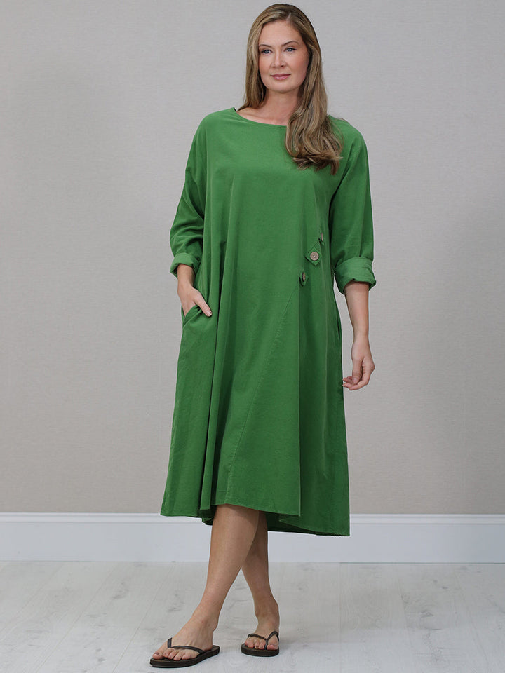 Plus Size Cotton Corduroy Dress Green
