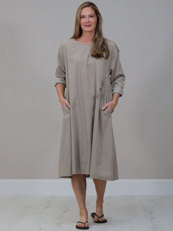 Plus Size Cotton Corduroy Dress Mocha