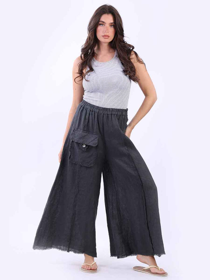 Plain Linen Trouser Charcoal