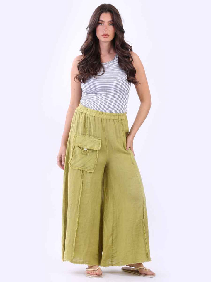 Plain Linen Trouser Olive