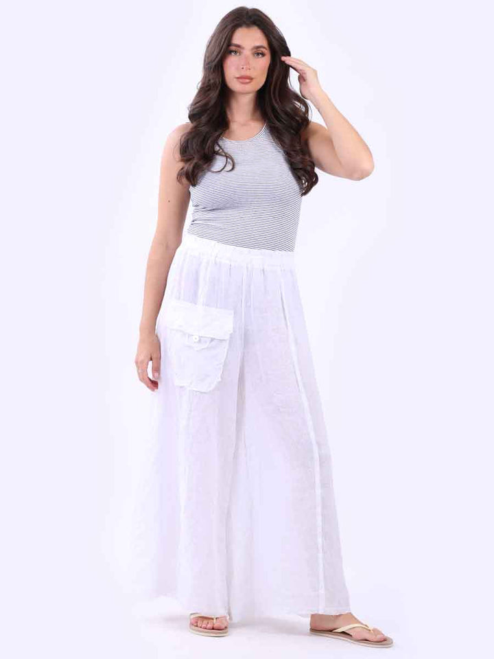 Plain Linen Trouser White
