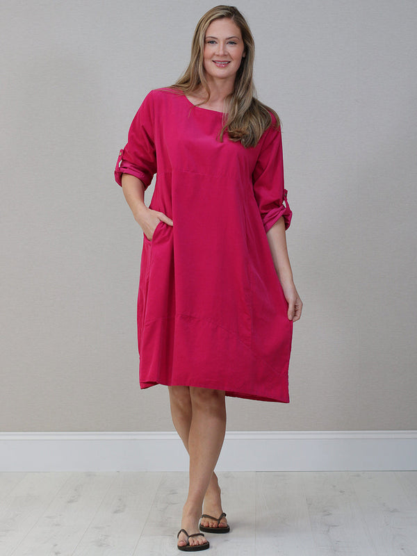 Italian Solid Corduroy Cotton Dress