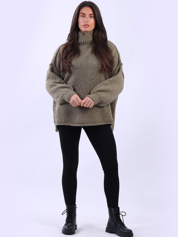 Ladies Cowl Neck Plain Woolen Knitted Jumper