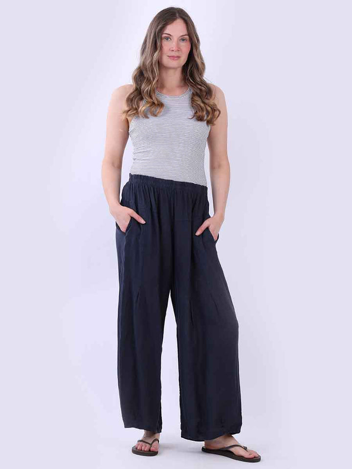 Plain Linen Pant Navy