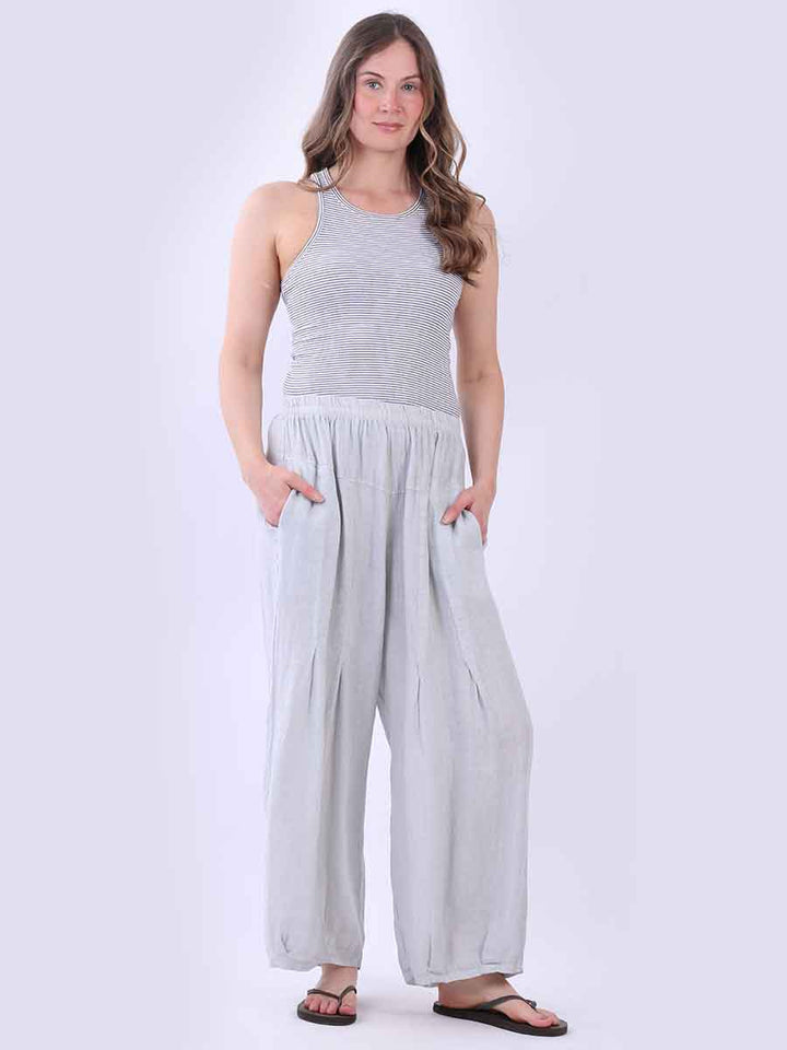 Plain Linen Pant Silver