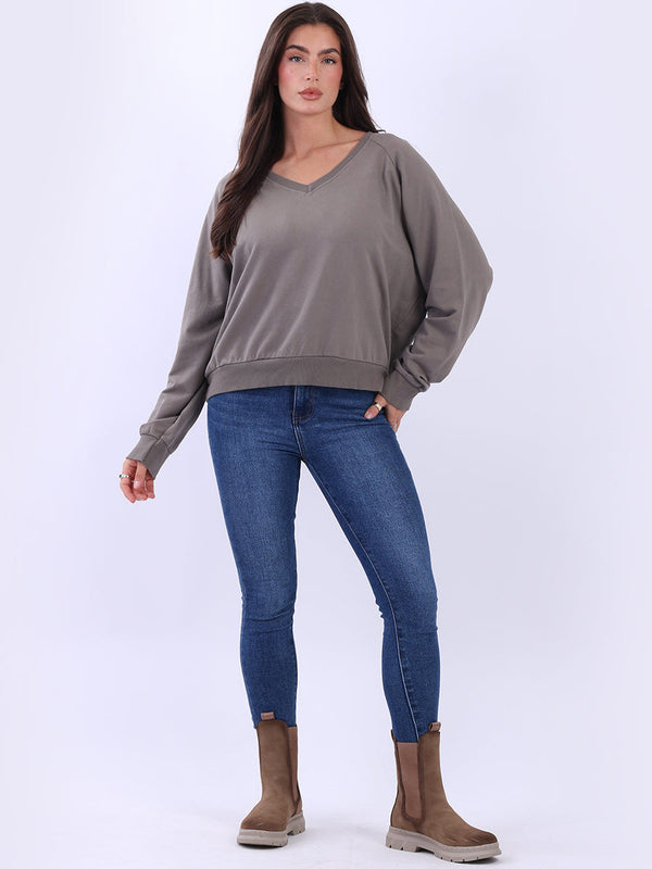 Made In Italy Solid Dipped Hem Cotton Crop Top