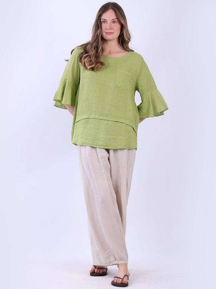 Plain Linen Top Lime Green