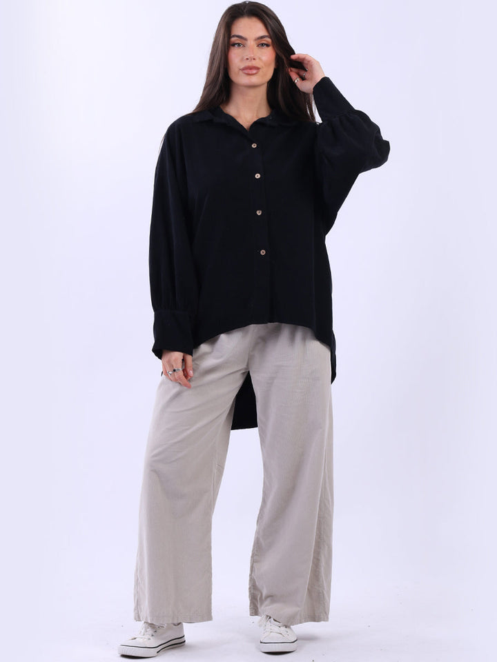 Button Up Corduroy Hi-Lo Top