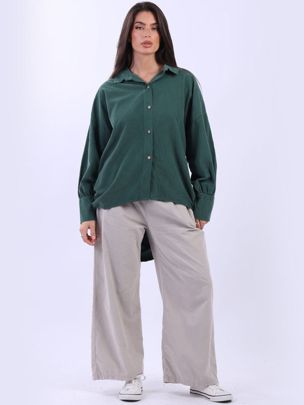 Button Up Corduroy Hi-Lo Top