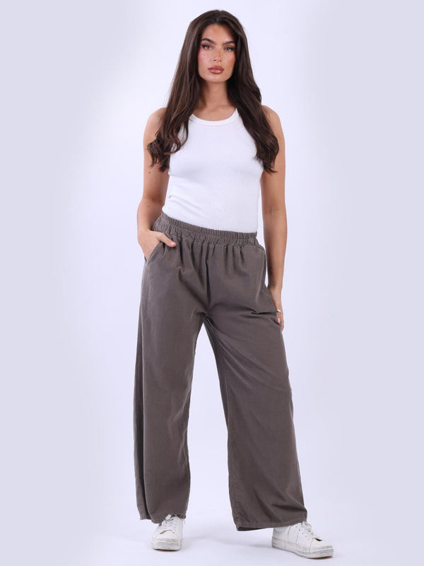 Ladies Solid Cotton Corduroy Regular Fit Pant