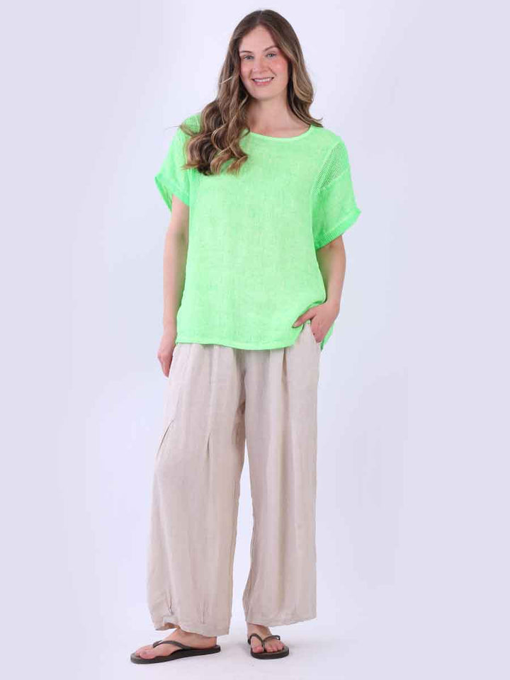 Mesh Net Linen Top Lime Green