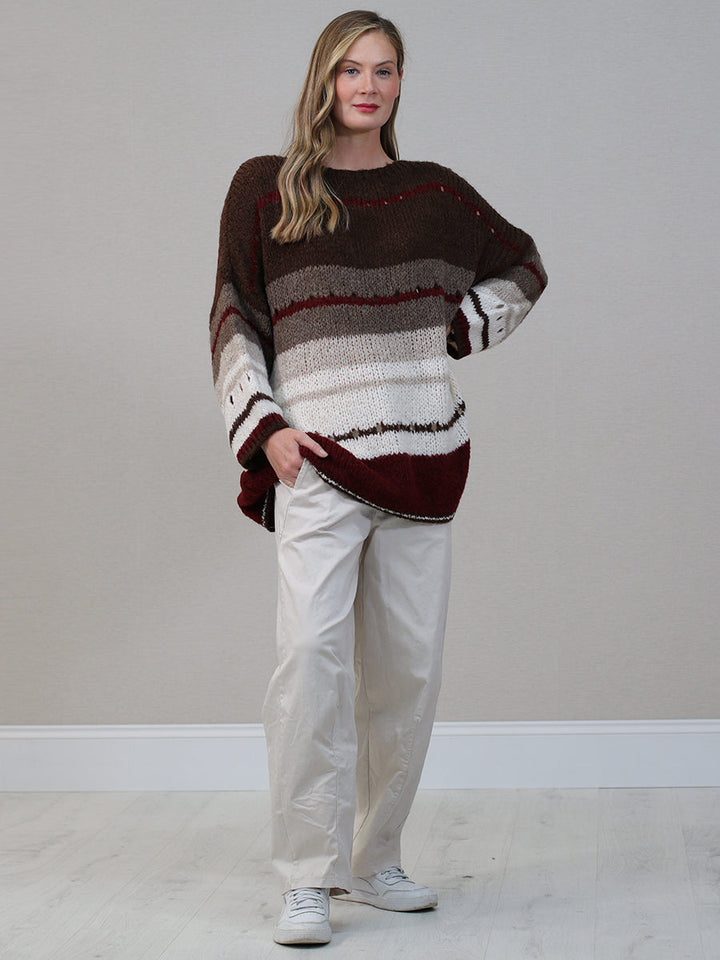 Plus Size Wool Knitted Jumper Chocolate