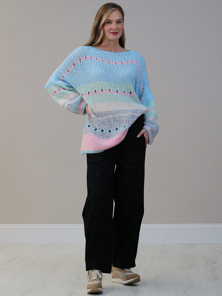 Plus Size Wool Knitted Jumper Sky Blue
