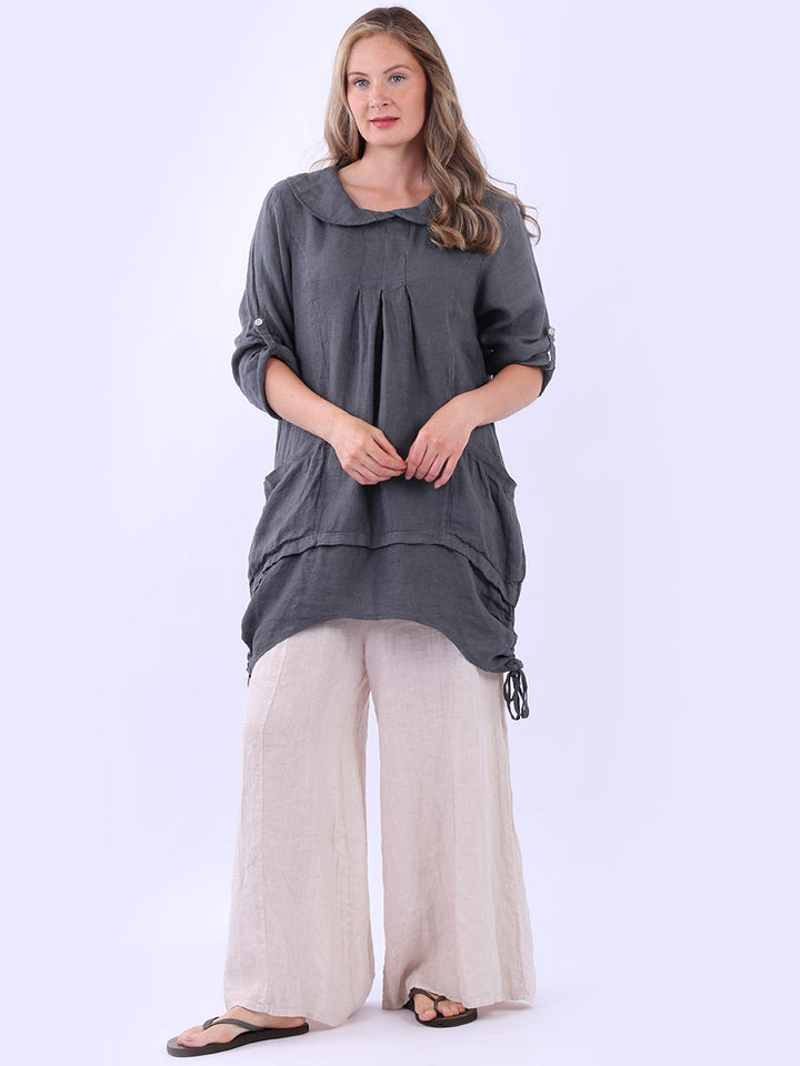 Linen Lagenlook Top Charcoal