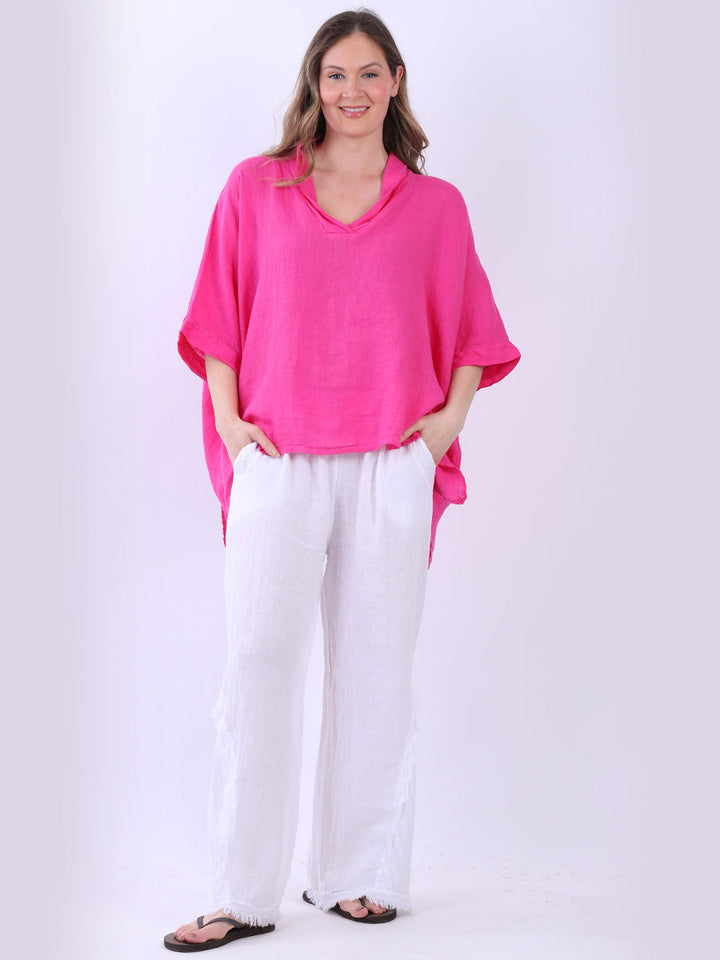 Linen Lagenlook Top Fuchsia