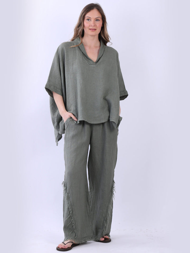 Linen Lagenlook Top Khaki