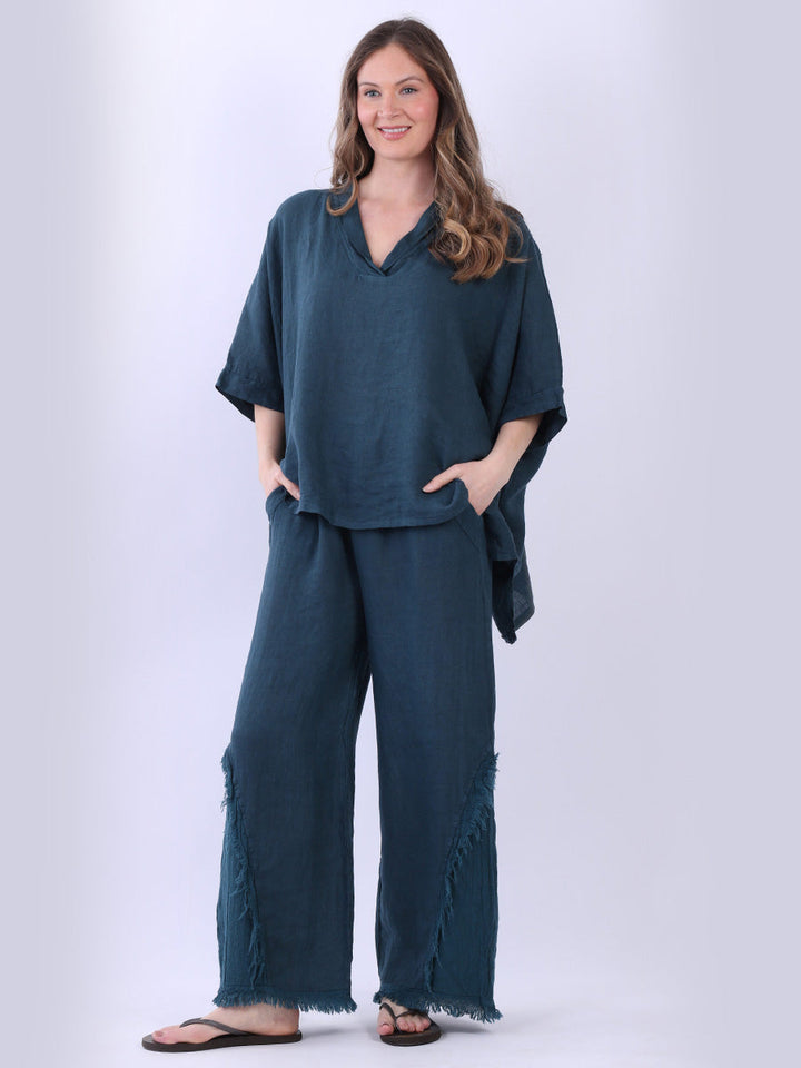 Linen Lagenlook Top Teal