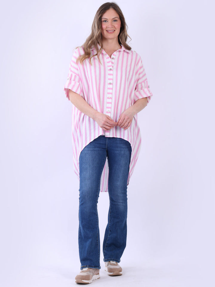 Stripy Cotton Shirt Fuchsia
