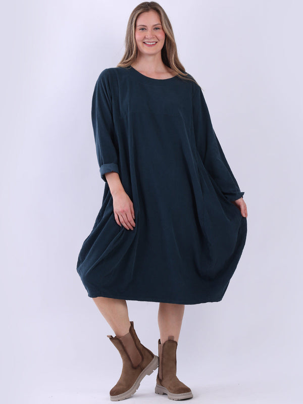 Ladies Plus Size Plain Corduroy Lagenlook Dress