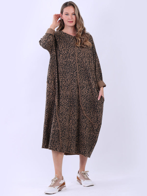 Leopard Print Oversized Midi Cotton Dress