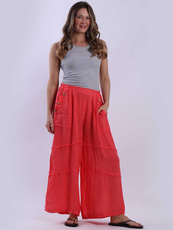 Made In Italy Wide Leg Linen Palazzo Pant