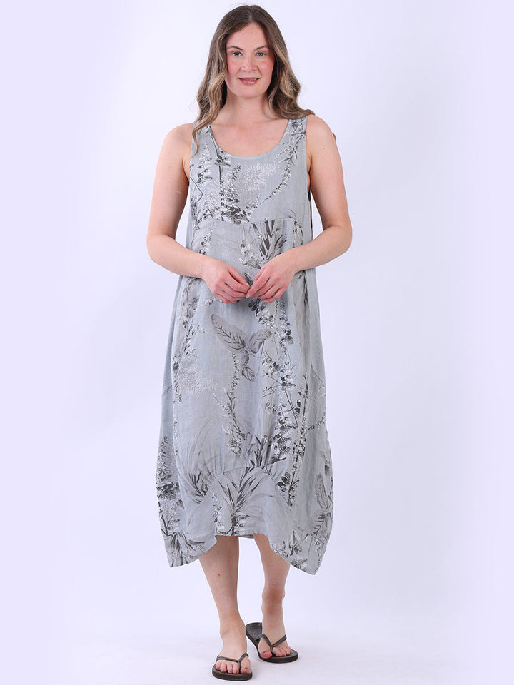 Sleeveless Linen Dress Grey