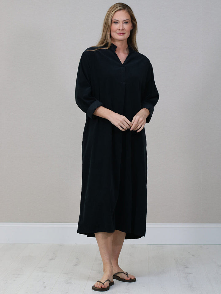Cotton Corduroy Plus Size Dress Black