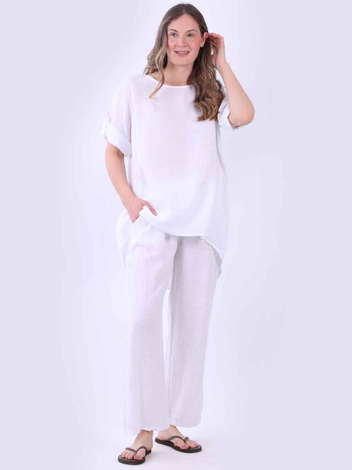 Solid Linen Baggy Top White
