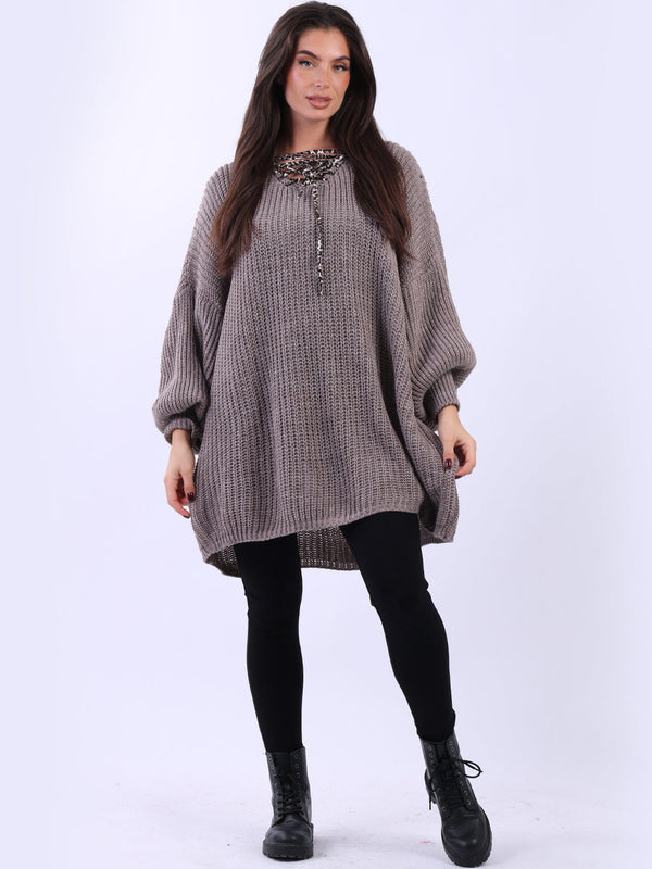 Plus Size Drawstring V-Neck Knitted Sweater