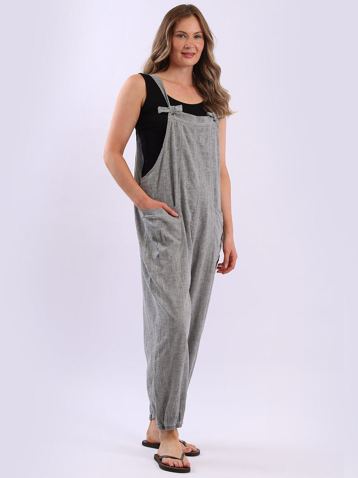 Linen Vintage Dungaree Charcoal