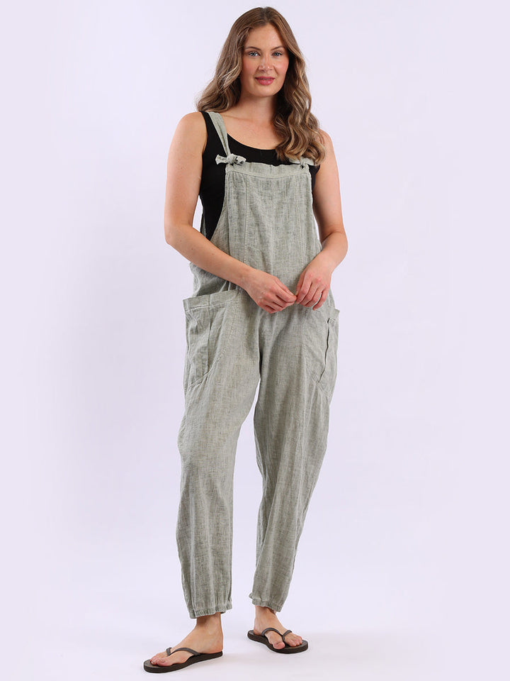 Linen Vintage Dungaree Khaki