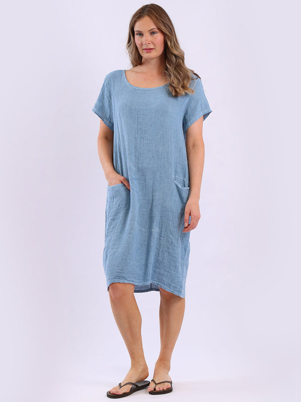 Italian Vintage Wash Linen Lagenlook Solid Dress