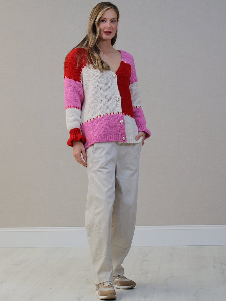 Wool Knitted Cardigan Red